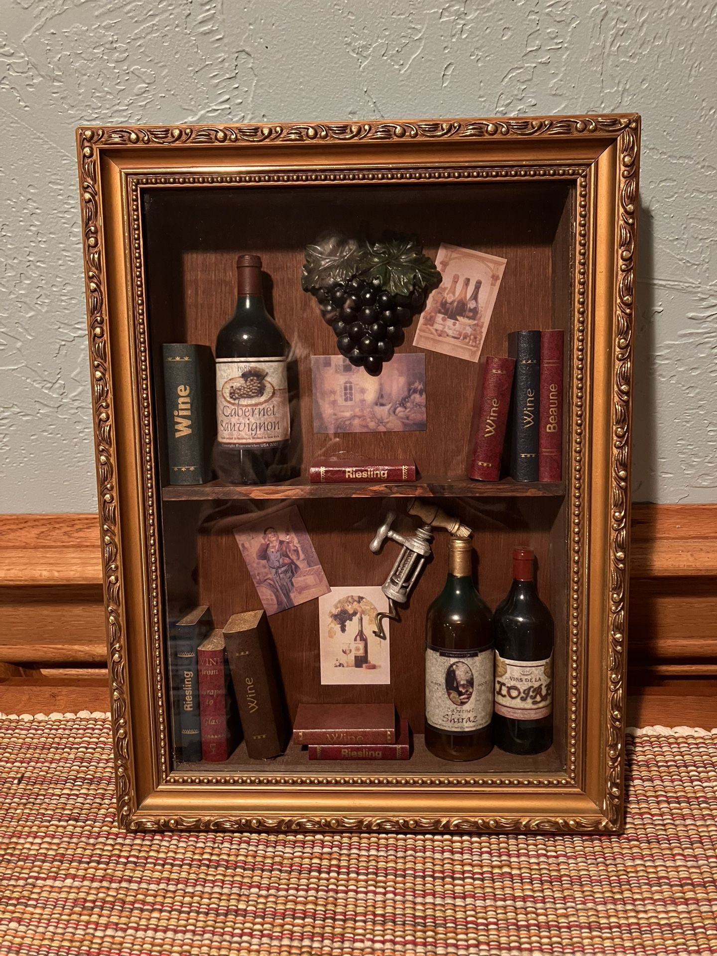 Vintage Hanging Wood Framed 3D Shadow Box Art Display