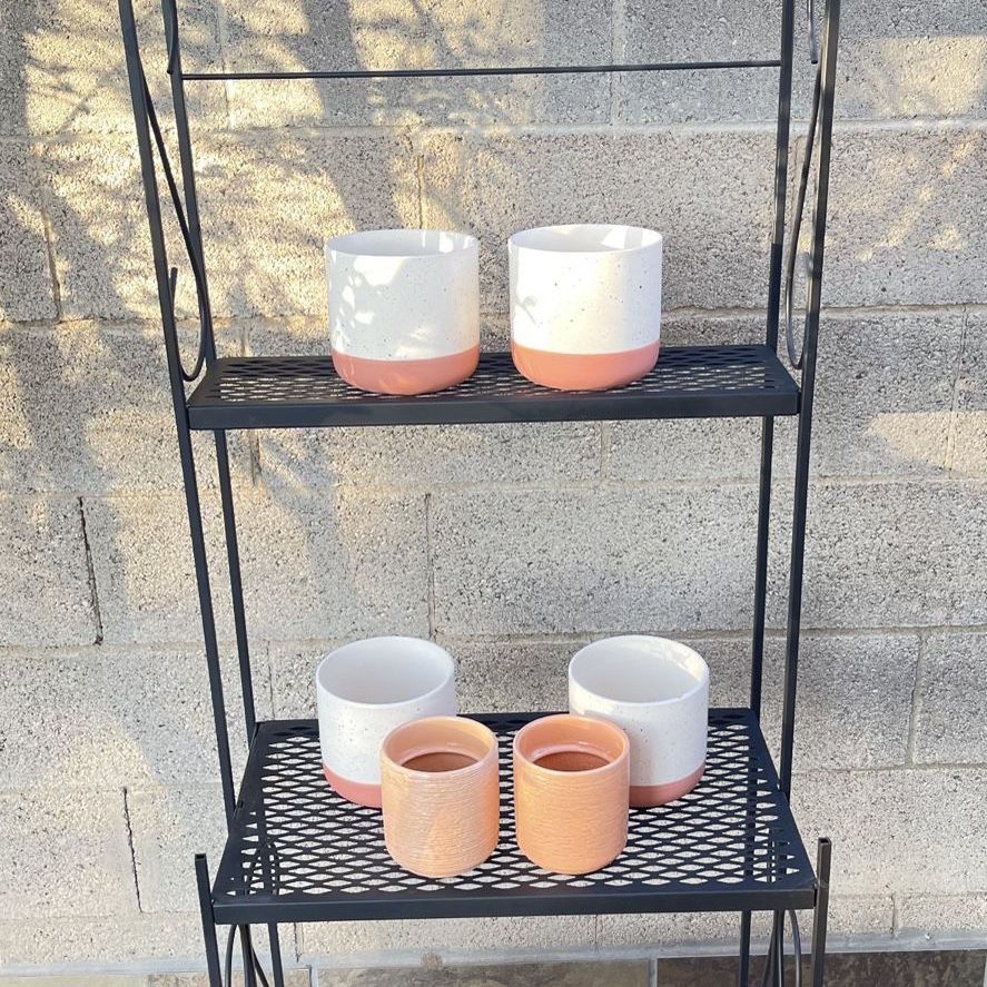 Plant Stand And Ceramic Pots