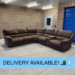 Brown Microfiber 6-Piece Power Reclining Sectional Couch Sofa (DELIVERY AVAILABLE! 🚛💨)