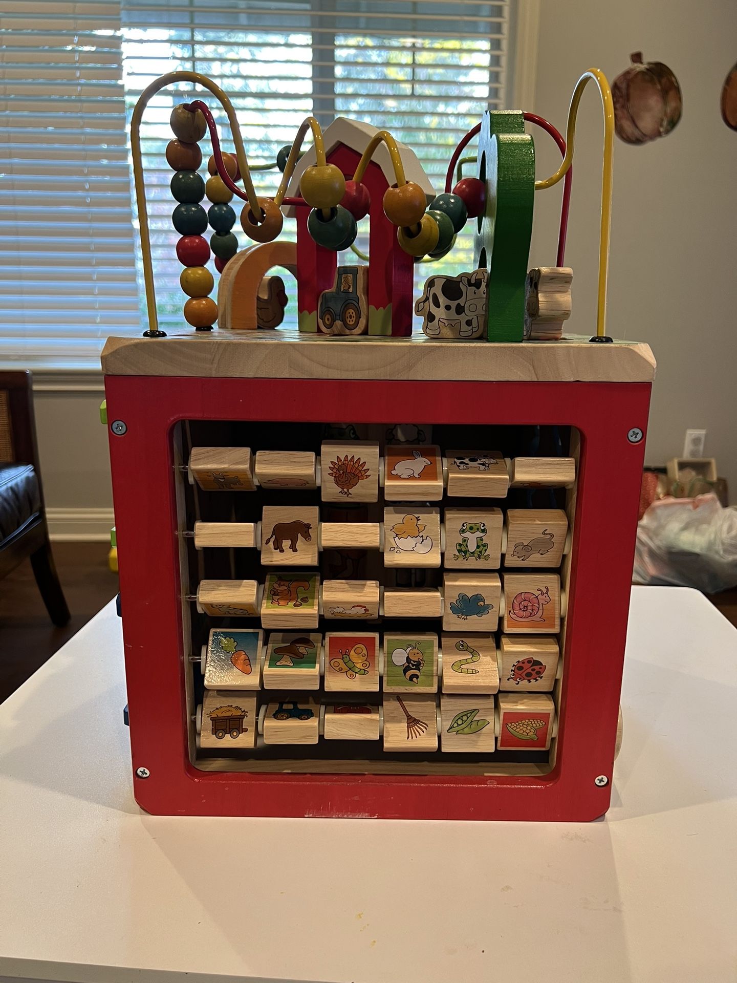 Wooden Toddler Activity Cube - Farm