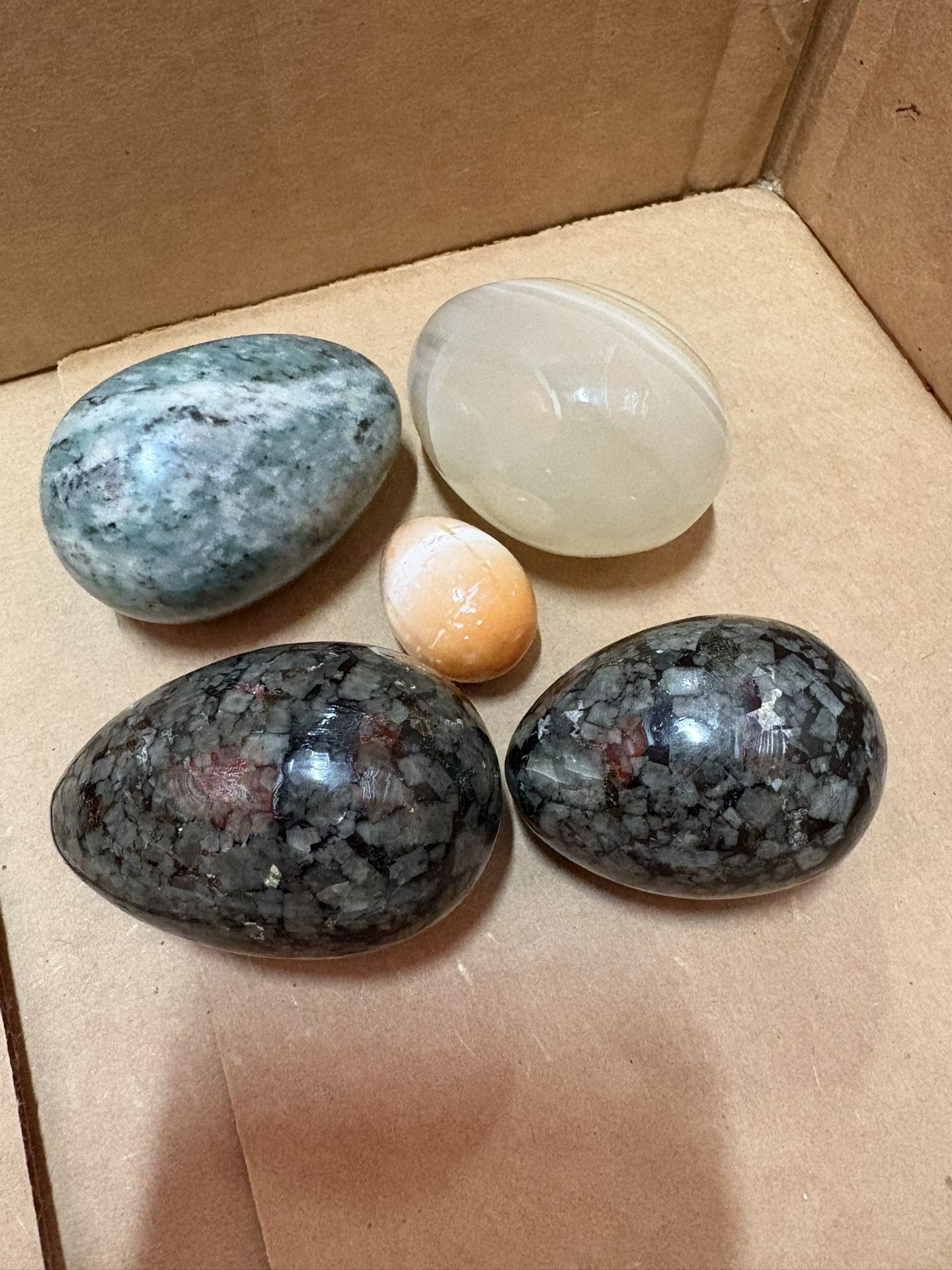 Vintage marble onyx stone agate eggs lot