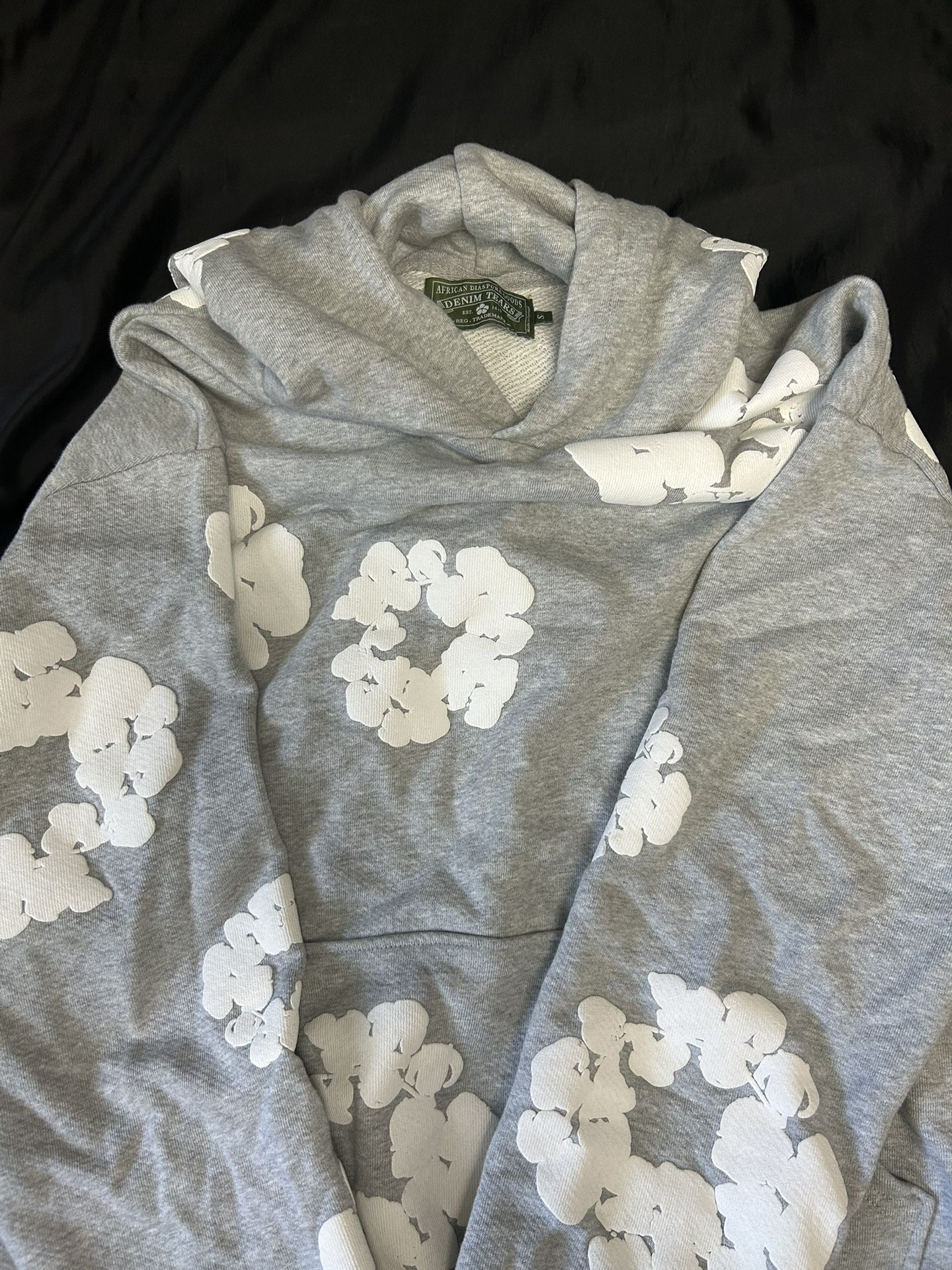Gray denim tears hoodie size small new