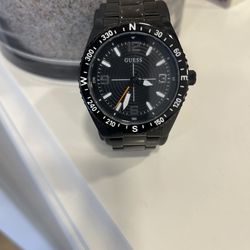 Mens Guess black stainless steel watch