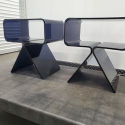 Solaround Acrylic Side Tables , (Set of two) Dark Blue.