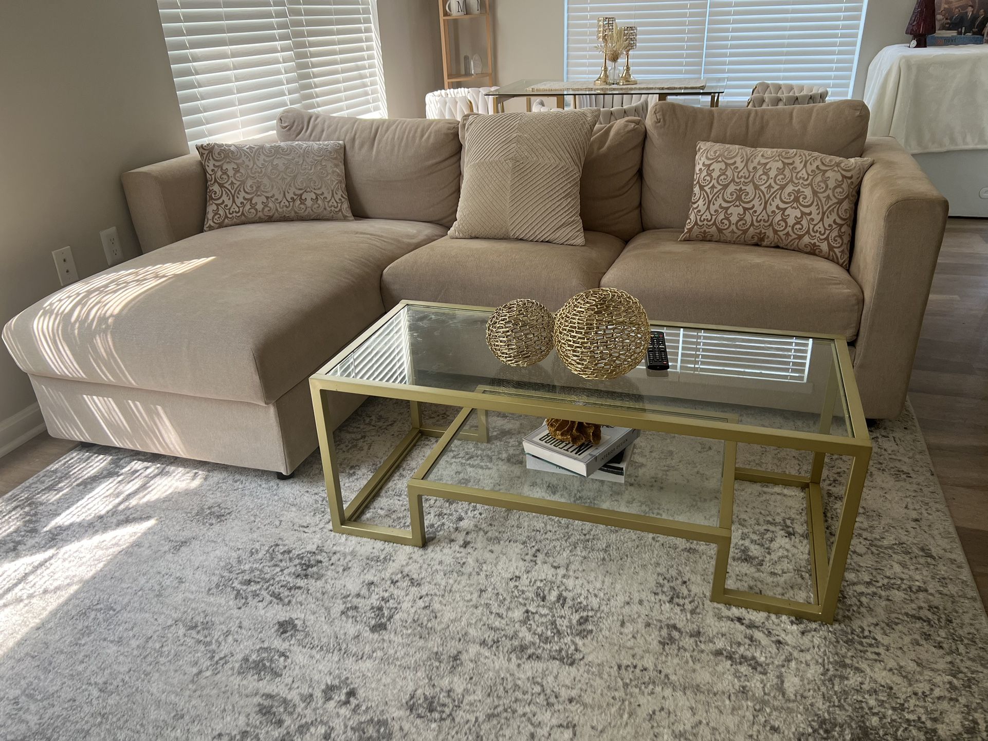 Sofa, with chaise/Gunnared beige