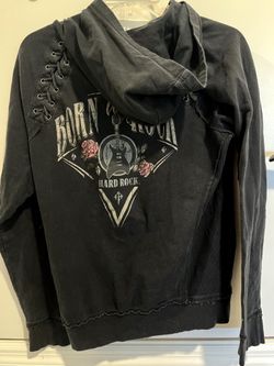 Hard Rock Hotel & Casino Hollywood FL Hoodie - Lace-Up Detail, Floral Graphic - Size XL