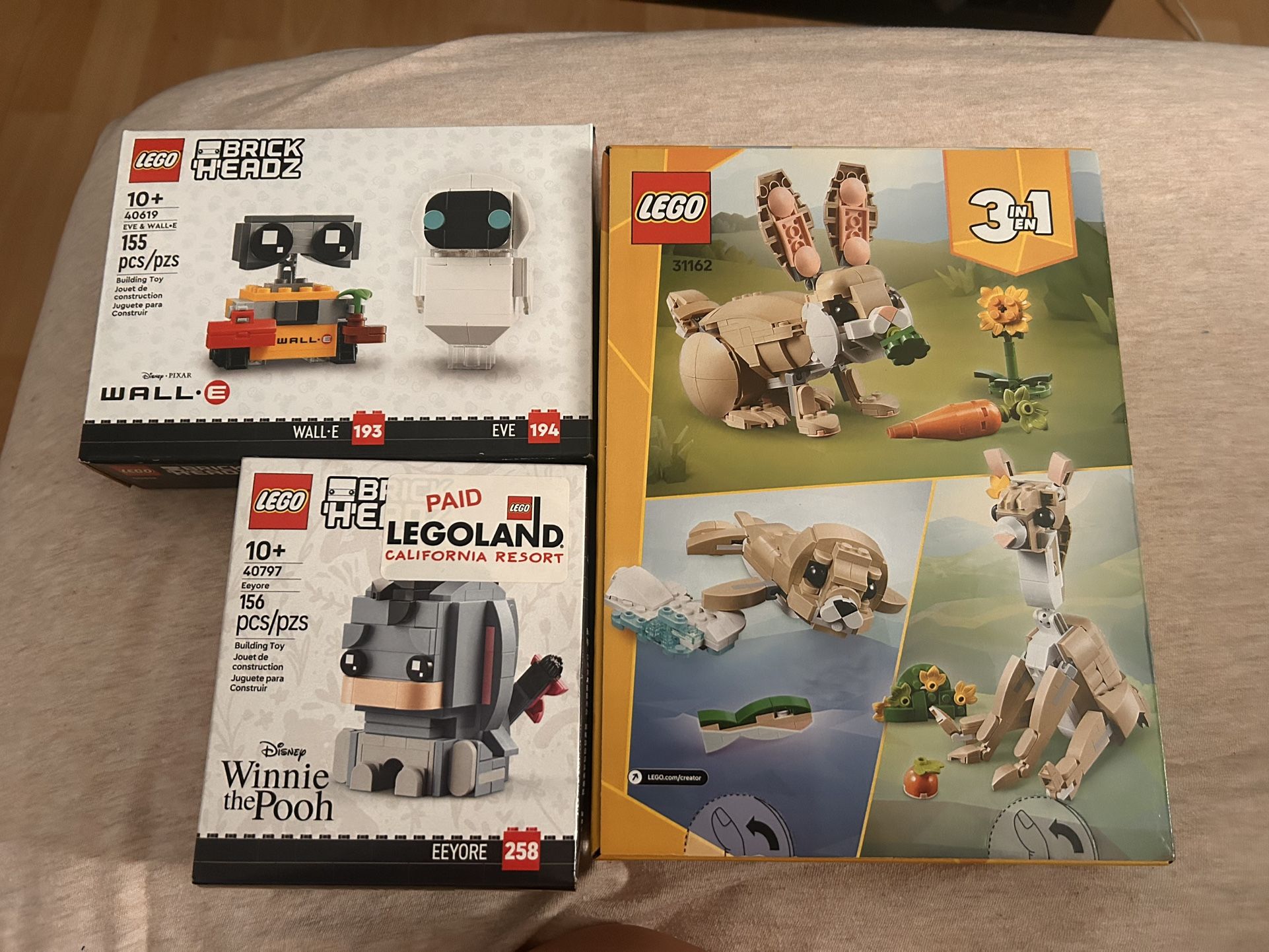 Lego Sets (eeyore, Wall-e And 3in 1 Bunny) Disney