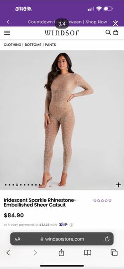 Iridescent Sparkle Rhinestone-Embellished Sheer Catsuit
