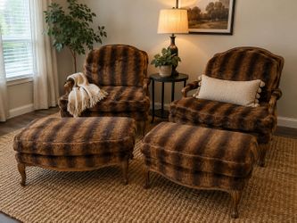 Pair of Accent Chairs with Ottomans