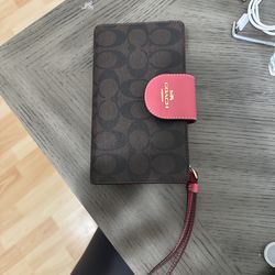 Authentic Coach Tech Wallet Colorblock Signature Canvas