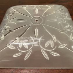 Antique 1920 Frosted To Clear Square Glass Ceiling Light Shade 13 1/4" x 13 1/4"