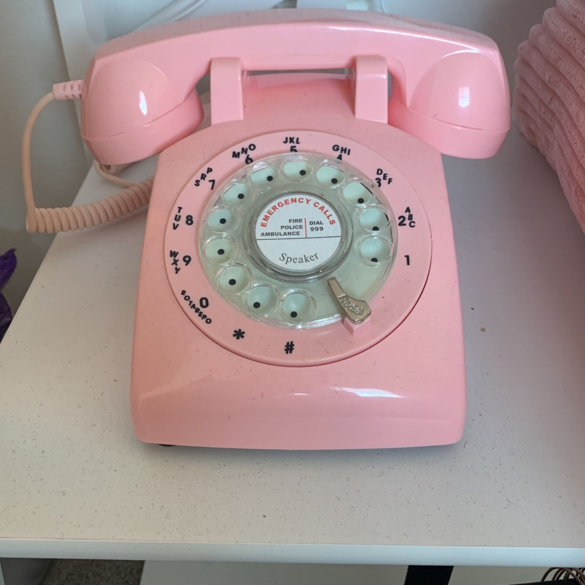 Working Pink Vintage Style Rotary Phone