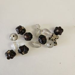 Mixed Bead Set in Dark Brown and Clear And A Cross, NWOT. 14 PCS.