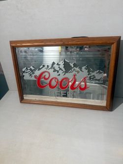 Vintage Coors Beer Framed Mirror Bar Sign