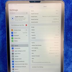 Apple iPad Pro 11 Inch 3rd Generation 3H908LL/A 128 GB Memory Storage iOS Wifi Bluetooth Touchscreen Tablet Tab E Reader GPS iCloud Cellular Siri