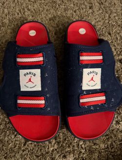 Jordan Slides Sandal Paris PSG Saint Germain Size 11 DJ2992 400 Navy Red World Cup Soccer
