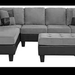 Suede Sectional Couch 