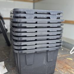 14 black and 1 gray STORAGE BOX with lids