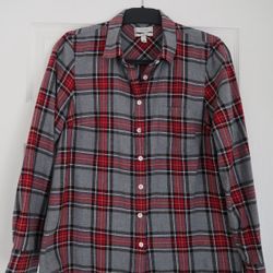 J Crew Women’s 100% Cotton Flannel, Red & Gray. Size 6 Boy Relaxed Fit