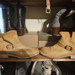 Frye Natalie Short Engineer Biker Moto Women's Boot size 10 Tan Leather