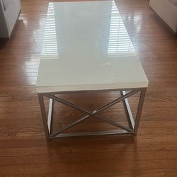 Lacquered White Rectangle Coffee Table