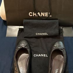 Chanel Quilted Ballet Flats Size 8.5
