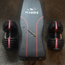 Hercules 5-52.5 Lb Adjustable Dumbbell Set Plus Adjustable/Collapsible Workout Bench