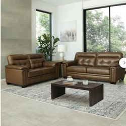 Harrison Leather Brown Couch