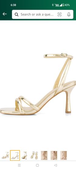 Shoe'N Tale Strappy Heels for Women Sexy Stilettos Summer Heeled Sandals High Heel Ankle Buckle Square Toe Dressy Shoes
