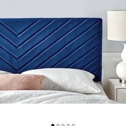 Queen Blue Velvet Headboard