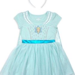 Frozen 2 Elsa Roleplay Tutu Dress With Cape And Headband 