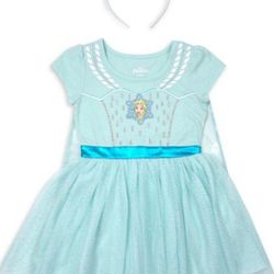 Frozen 2 Elsa Roleplay Tutu Dress With Cape And Headband 