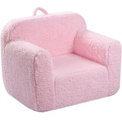 Kids Snuggly-Soft Sherpa Chair, Cuddly Toddler Foam Chair for Boys and Girls, Pink
