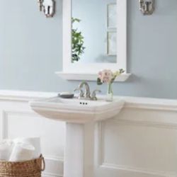 Transitional White Pedestal Sink Combo