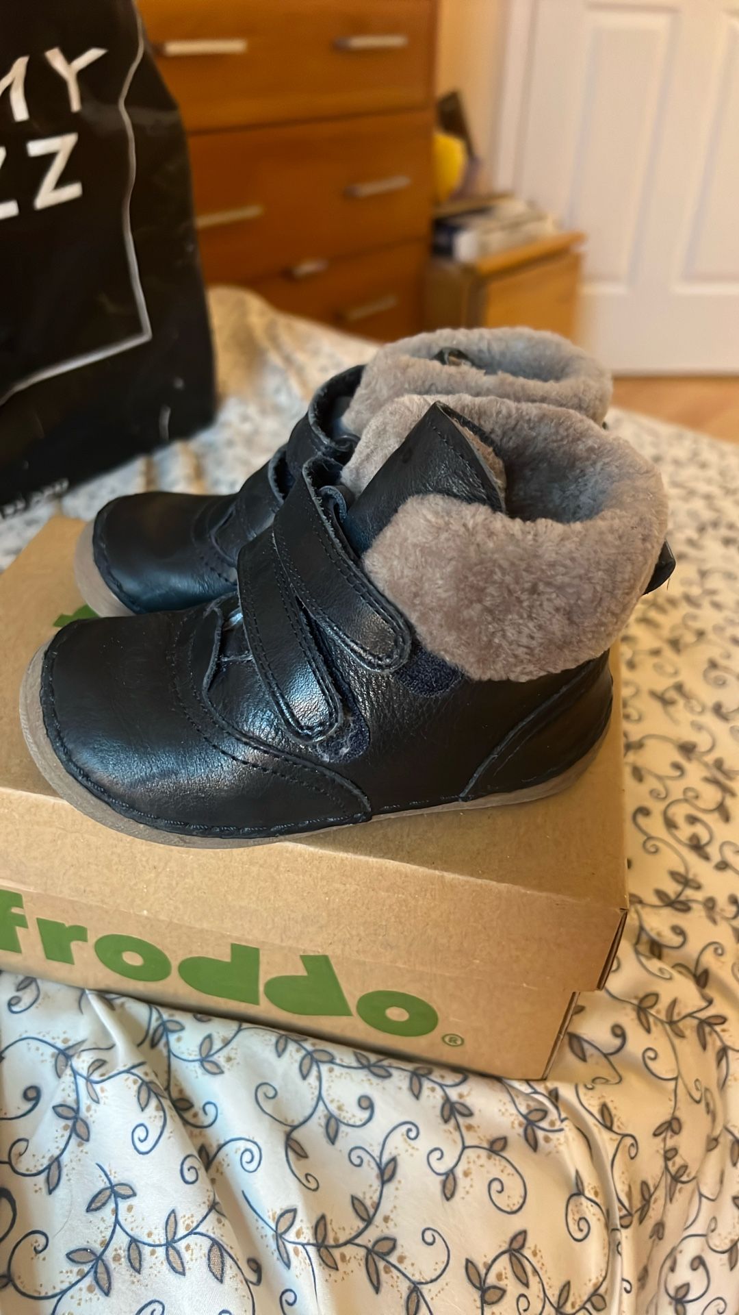 Froddo slip-on boots Size 23, Velcro, Zipper Boots J, Blue real Fur And Real Leather Toddler Boots