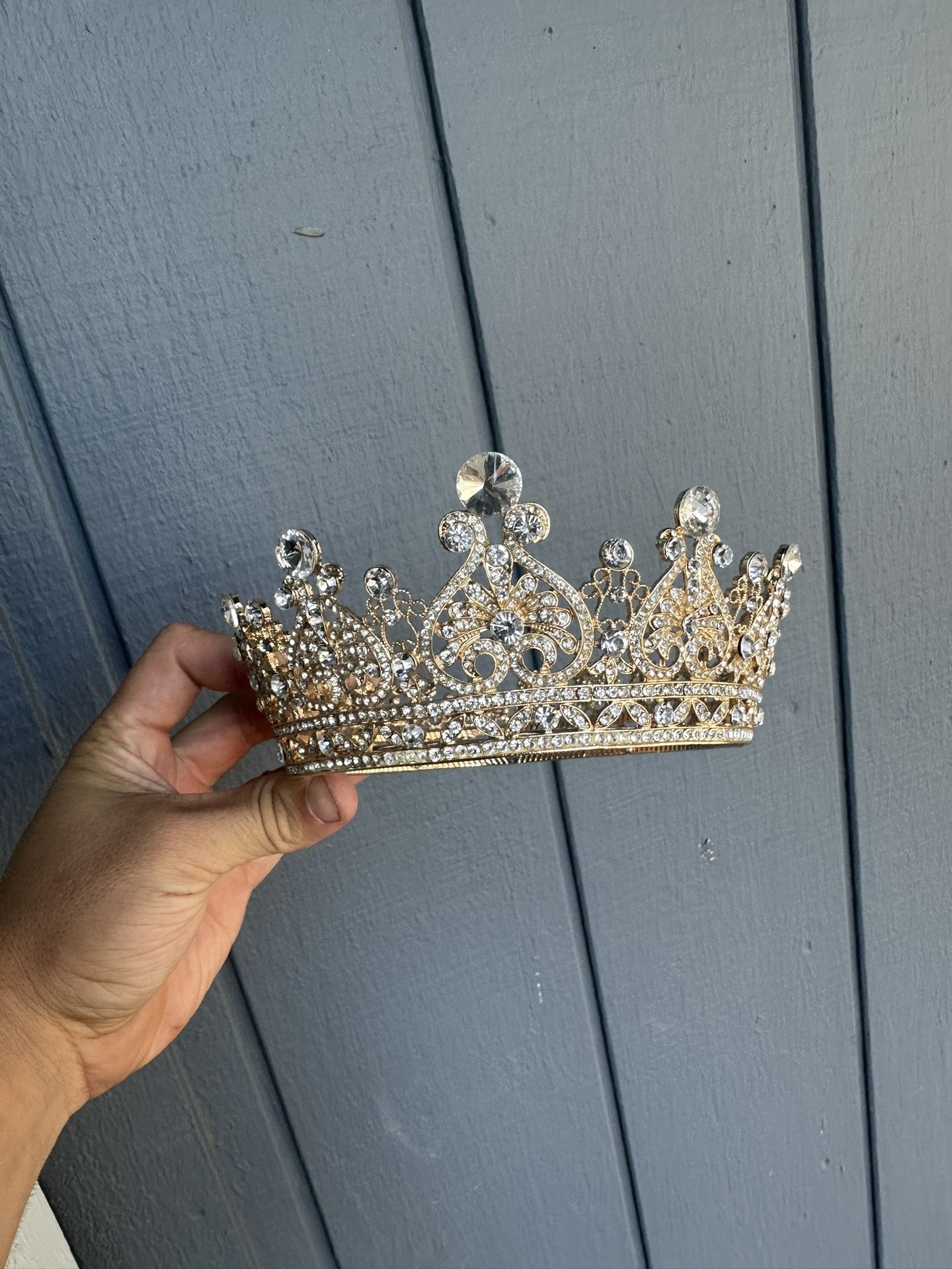 Gold Luxury Crystal Crown, Wedding Tiara, Wedding Accessories, Queen Crown, Bridal Crown, Hair accessories, Fairy Crown,Forehead jewelry 