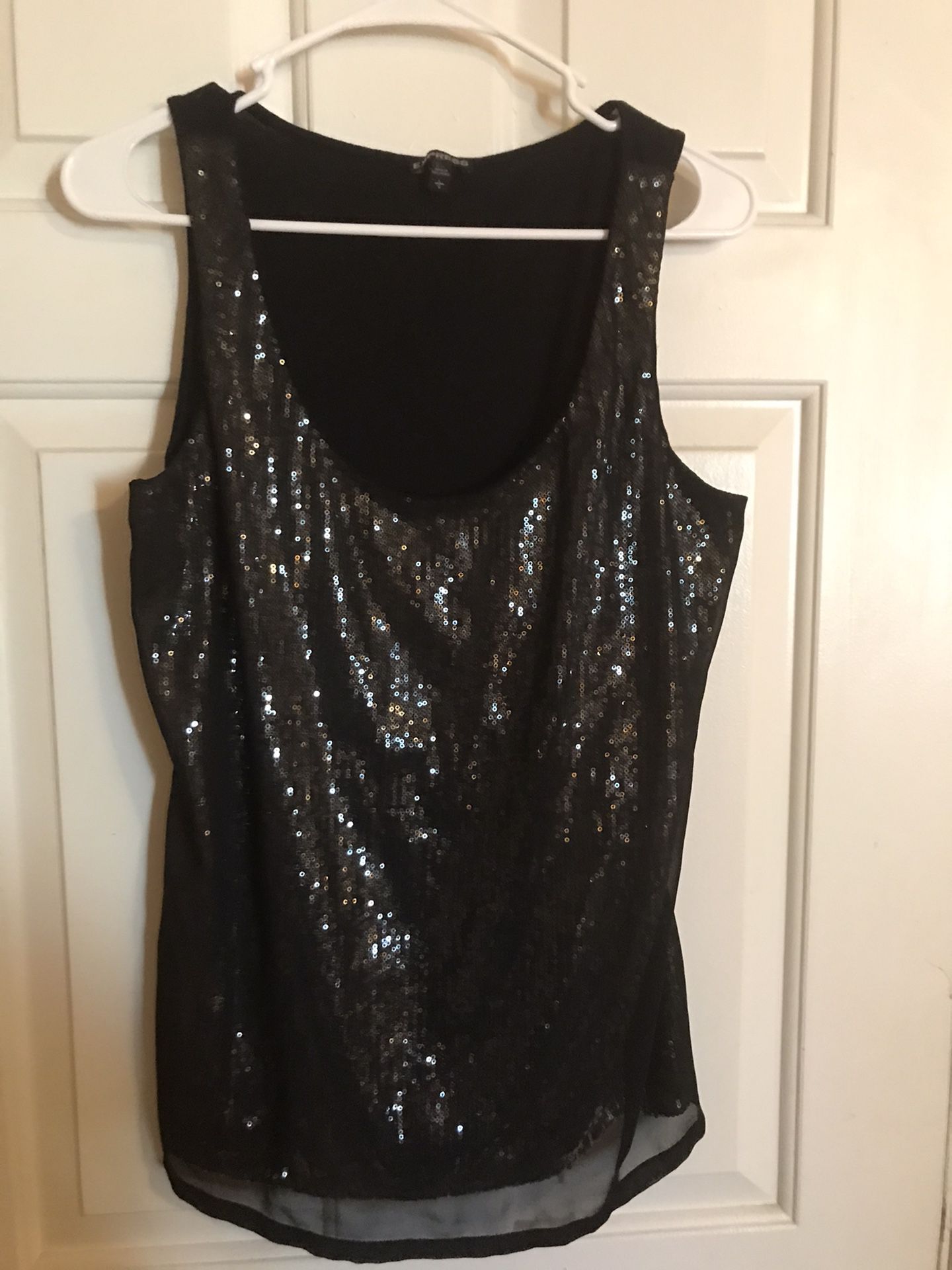 Express sleeveless black/silver sequined top