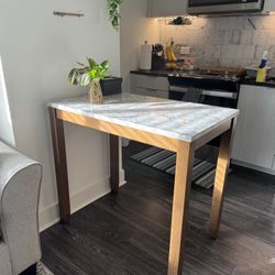 ✨ Stunning sturdy, small & TALL marble-laminated dining table for two! ✨  