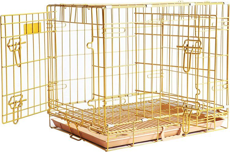 HOMEY PET Gold Color Folding Design Dog Crate 
