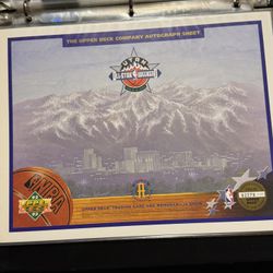 1992-93 UPPER DECK COMMEMORATIVE AUTOGRAPH SHEET UTAH JAZZ NBA ALL STAR GAMe
