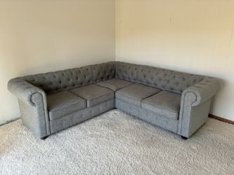 Gray Tufted Sectional Sofa