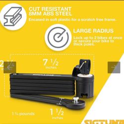SIGTUNA Folding Bike Lock - Hardened Steel 8mm Fold-Up Heavy Duty Bike Lock w...
