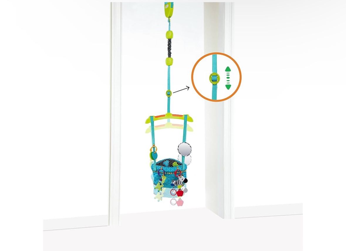Bright Starts Bounce 'n Spring Deluxe Door Jumper for Baby with Adjustable Strap, 6 Months and Up, Max Weight 26 lbs