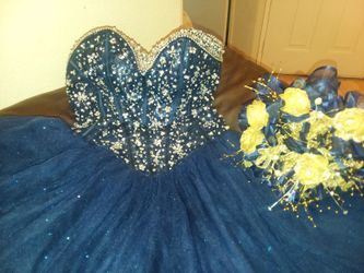 navy blue quinceañera dress