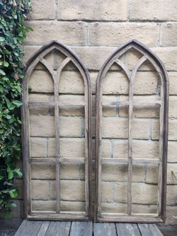 Set of 2, 46" H Halstito Arch Wood Frame Shadow Brown  Shabby Chic