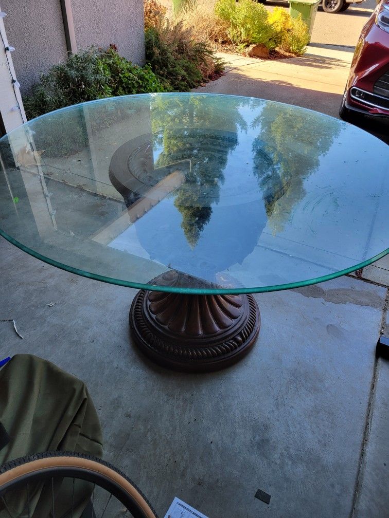Glass Table With Wooden Stand