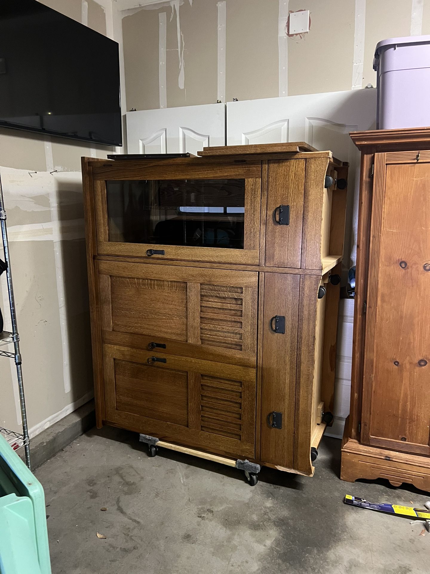 Oak, Wood, Cabinet,