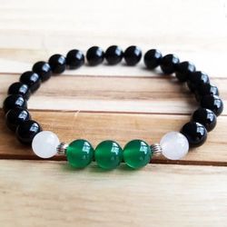 $7 Natural stone black onyx, jade and moon stone healing bracelets 8mm