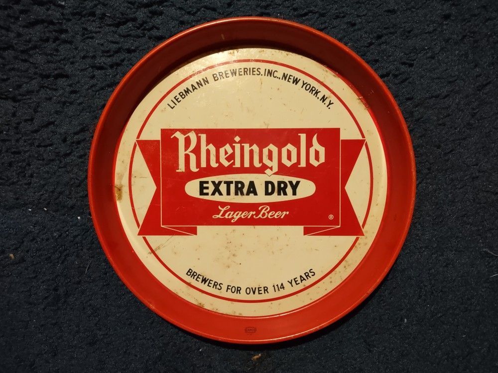 Vintage Rheingold Extra Dry Lager Beer Metal Serving Tray