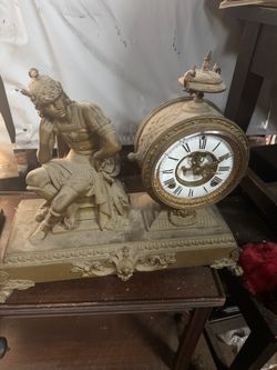 Antique Figural Mantel Clock with Roman Warrior